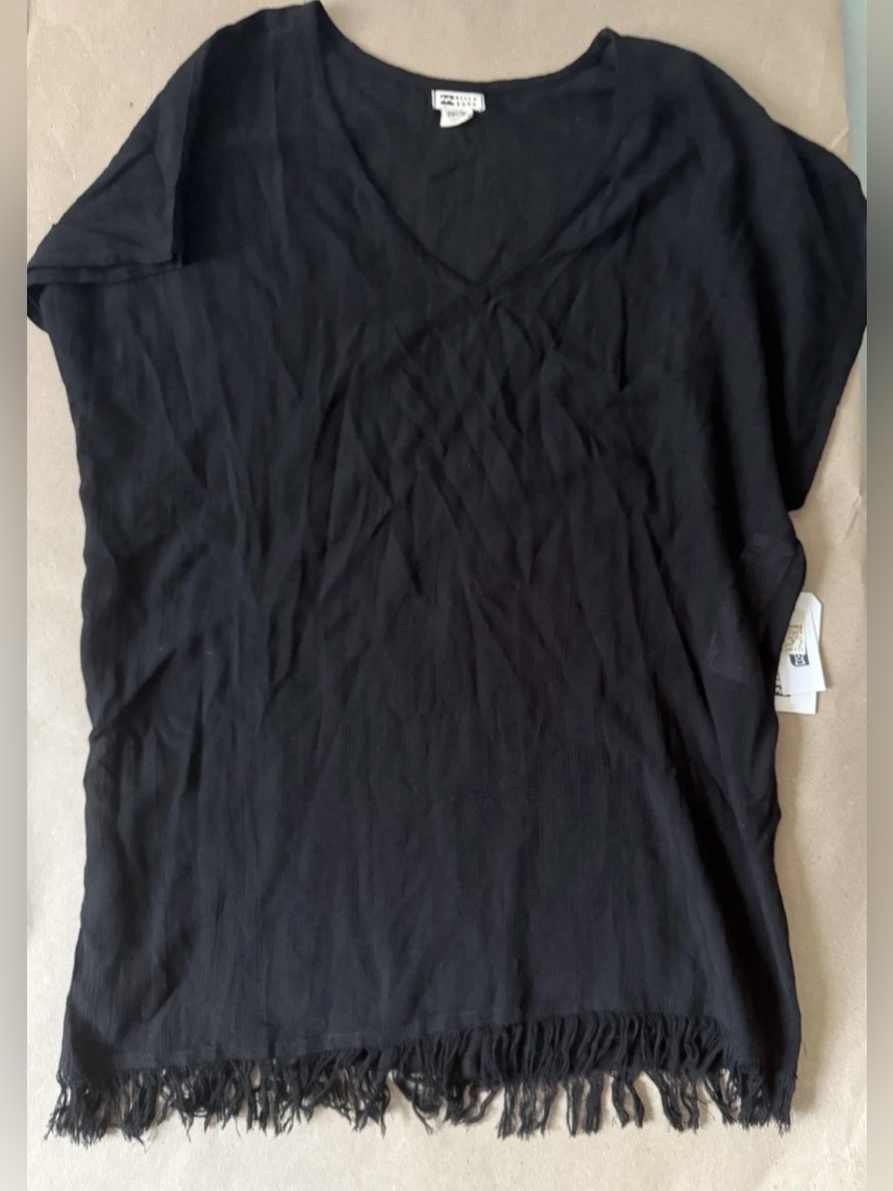 Billabong Walk Away Cover Up Top Black Size Small Cap Sleeve Made In India